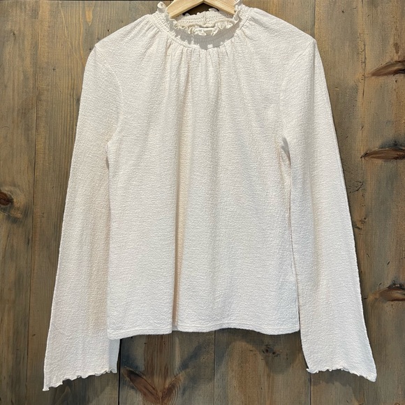 Madewell Texture & Thread Ruffle Neck Bell Sleeve Top - Picture 2 of 7